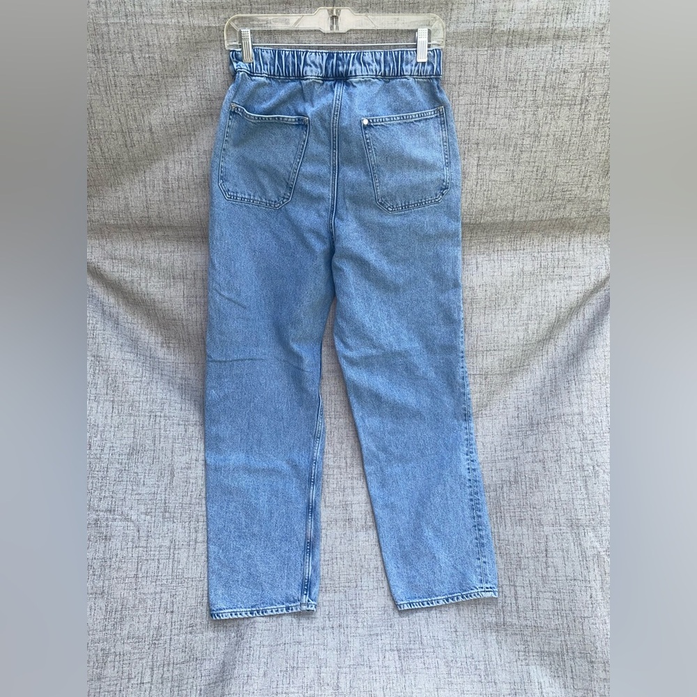 H&M Light Blue Denim Jeans Size XS, With Elastic Waist, Loose Fit - Picture 3 of 9